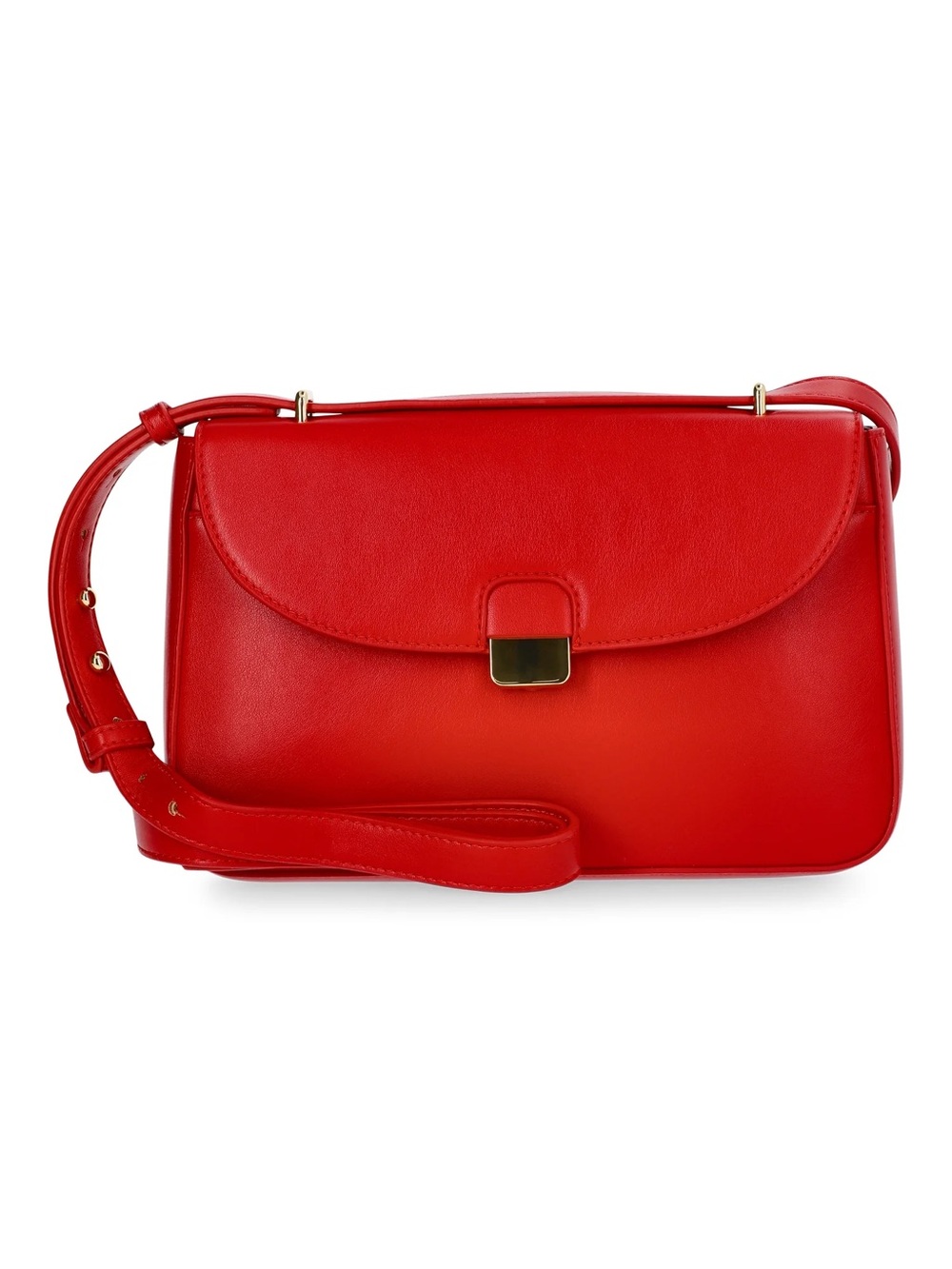 Time and Tru Faux Leather Red Crossbody Handbag with Gold-Tone Clasp